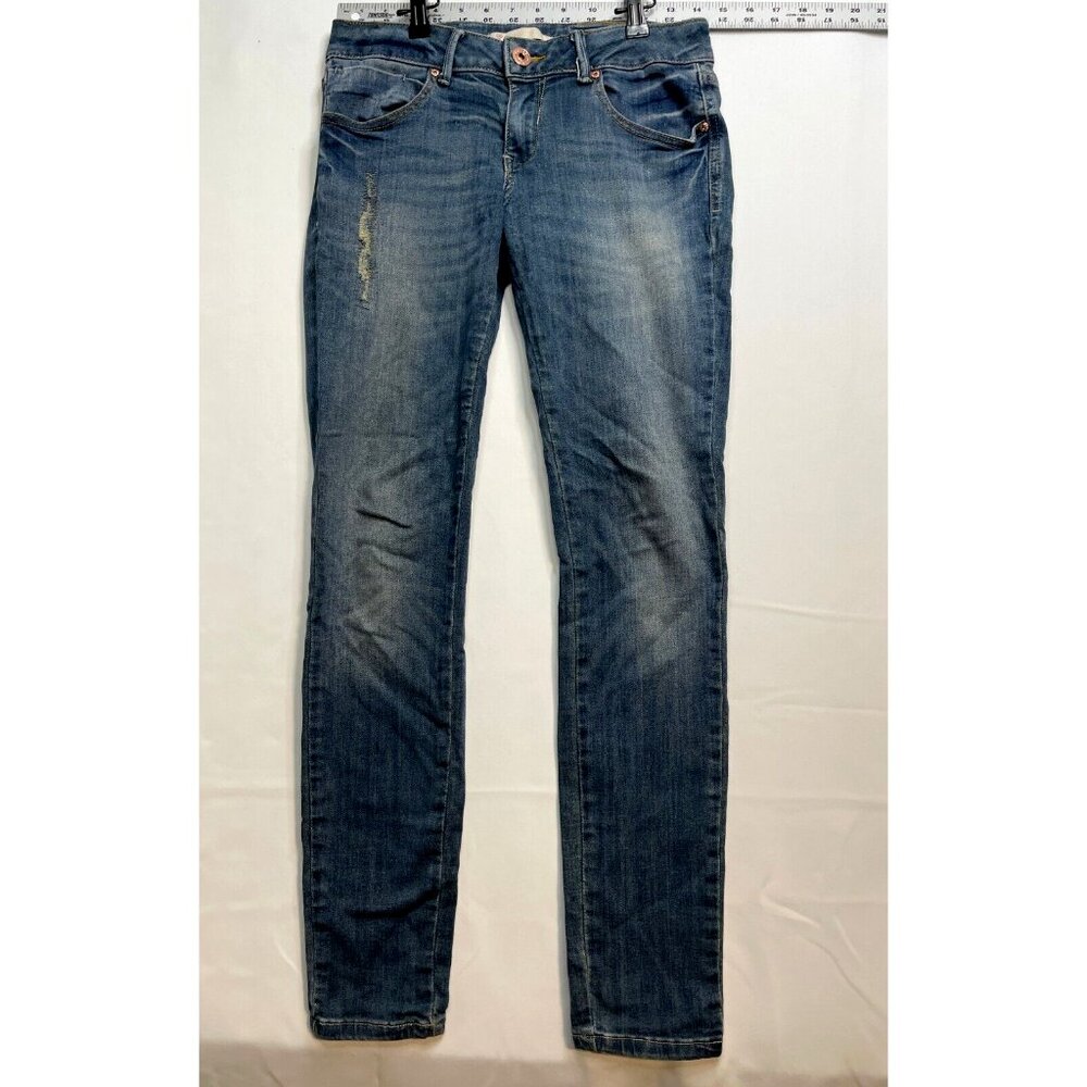 Aquamar jeans womens 40 low rise distressed 27 x 30 tapered blue